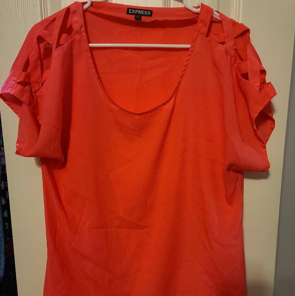 Hot Pink Express top, cut out sleeves